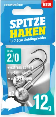 Produktbild von Lieblingsköder Spitze Haken 2/0 - 2 Jighaken, Gewicht:12g