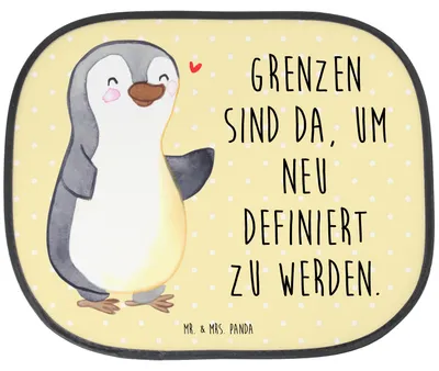 Produktbild von Mr. & Mrs. Panda Auto Sonnenblende Pinguin Amputation - Gelb Pastell - Geschenk, Sonnenschutz Seitenscheibe, Autoscheiben, hitzeschutz, Armamputation