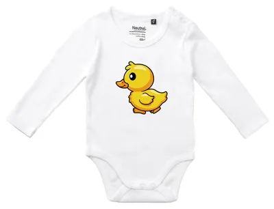 Produktbild von Huuraa Baby Body Küken Comic 68 White  Baumwolle Fairtrade Langarmbody Geschenkidee