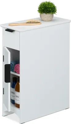 Produktbild von Relaxdays Nischenschrank, Schublade, 2 Schrankfächer, HxBxT: 61,5 x 21 x 46 cm, Bad und Küche, MDF, Beistellregal, weiß