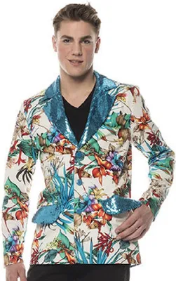 Produktbild von L3302073-54 Herren Jackett türkis-bunt Discojacke Hippiejacke Gr.54
