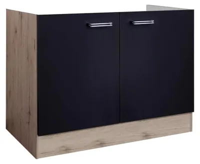 Produktbild von Spülenunterschrank Lino 100 cm ohne Arbeitsplatte – Anthrazit/San Remo Eiche – 2 Türen – Küchenunterschrank
