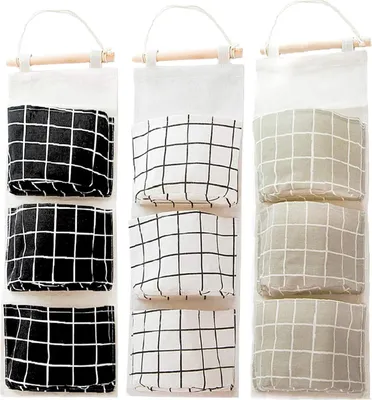 Produktbild von 3er Hängender Organizer Ordnungssysteme Wand Aufbewahrungstasche Hängend Tasche mit 3 Taschen Hängeaufbewahrung Hängeorganizer für Kinderzimmer Badezimmer Schlafzimmer Büro Tür