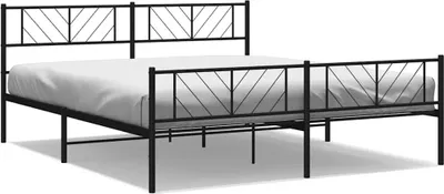 Produktbild von vidaXL Bettgestell mit Kopf- und Fußteil Metall Schwarz 193x203 cm