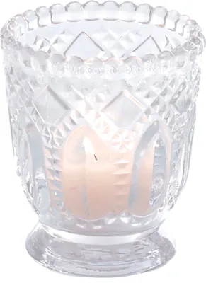 Produktbild von 12 x Teelichtgläser im Vintage-Look - Ø 7 cm / H 8 cm - Teelichthalter Windlicht Kerzenhalter Vase Tischvase Dekovase Windlichter