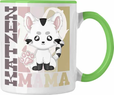 Produktbild von Trendation - Katze Mama Tasse Geschenk für Katzen Besitzerin Spruch Geschenkidee (Grün)