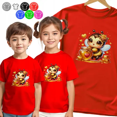 Zdjęcie produktu dla Koszulka Dziecięca T-Shirt - Pszczółka - Walentynki Serce Wzór - Xl
