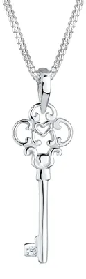 Produktbild von Elli DIAMONDS Halskette Damen Schlüssel Diamant (0.015 ct.) in 925 Sterling Silb