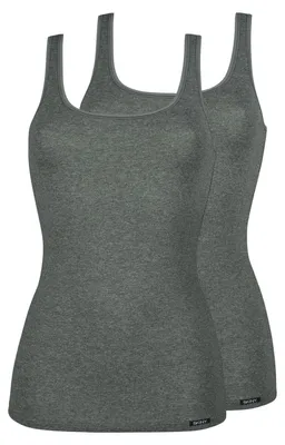 Produktbild von Skiny Damen Advantage Baumwolle Tank Top 2er Pack Unterhemd, Grau (Anthra Melange 9