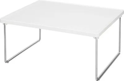 Produktbild von Unyqoos® Küchenregal – platzsparendes 2‑stufiges Tellerregal für Arbeitsplatte & Küchenschrank, Kunststoff mit klappbaren Metallbeinen, 25,4 x 30,5 x 14,7 cm