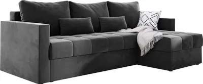 Produktbild von Moderne Ecksofa mit Schlaffunktion MIO 145x225 cm Eckcouch L-Form Schlaffsofa Couchgarnitur Polsterecke Bettsofa Sofa - Dunkelgrau PA06