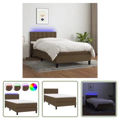 Produktbild von The Living Store Boxspringbett mit Matratze & LED Dunkelbraun 100x200 cm Stoff