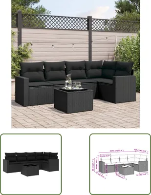 Produktbild von The Living Store 6-tlg. Garten-Sofagarnitur mit Kissen Schwarz Poly Rattan