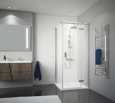 Produktbild von Drehtür für Seitenwand Breuer Panorama 80 cm Anschlag rechts Klarglas Profilfarbe chrom