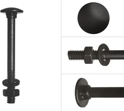 Produktbild von Schlossschrauben mit Mutter und Scheibe verzinkt schwarz M6 x 60 mm - pro 25 Stück