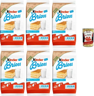 Produktbild von Kinder Brioss - 10 Snacks Schwammkuchen, natürlich zu 100% italienischer Milchfüllung, ausgezeichnet zum Frühstück und Snack, 6x 270 + Italian Gourmet polpa 400g
