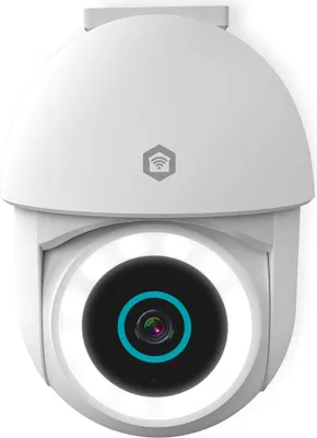Produktbild von Nedis SmartLife Außenkamera - Spotlight - 3MP Full HD 1296p - Pan tilt - IP65 - Cloud Storage (optional) / microSD (not enthalten) / Onvif - 5 V DC - Bewegungssensor - Nachtsicht - Weiss