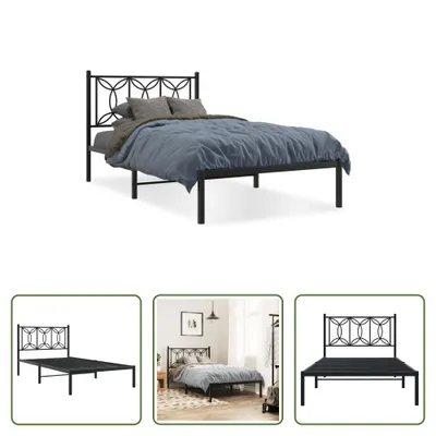 Produktbild von The Living Store Bettgestell mit Kopfteil Metall Schwarz 100x200 cm