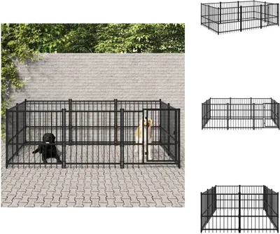 Zdjęcie produktu dla vidaXL Buda zewnętrzna dla psa stalowa 5,63 m² - Budy i wybiegi dla psów