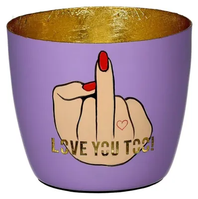 Produktbild von Gift Company Windlicht Madras Love you Too Mittelfinger Lila Gold