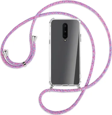 Produktbild von Handykette Backcover-Schutzhülle mit Band (Metall silberfarben) für OnePlus 8 - lila/rosa/blau