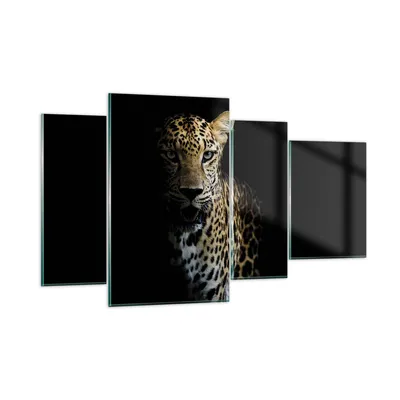 Produktbild von Bilder auf glas - 4 Teile - Schattig Leopard Panther - 120x70cm - Glasbilder - Wandbilder - Bilder - zum Aufhängen bereit - Wanddekoration aus Glas - Glas Bilder - Wandbild auf Glas - GDL120x70-4585