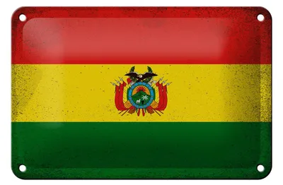 Produktbild von Blechschild Flagge Boliviens 18x12cm Flag of Bolivia Vintage