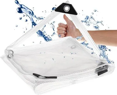 Produktbild von Famanu Abdeckplane transparent, wasserfest, mit Ösen, 420 g/m², PVC, 1 x 2 m