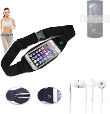 Produktbild von K-S-Trade Bauchtasche Gürteltasche kompatibel mit Cubot Pocket 3 schwarz + Kopfhörer. Sport Running Jogging Fitness Laufen Umhängetasche Exercise