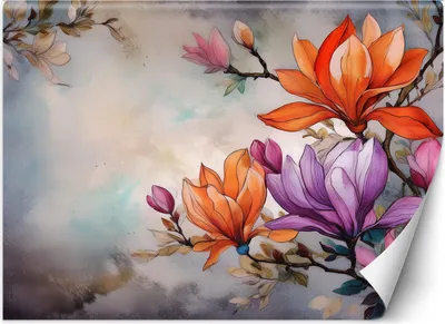 Produktbild von Vlies fototapete Aquarell Abstraktion Blume 400x280 cm Feeby Bunt inkl. Kleber einfache Montage