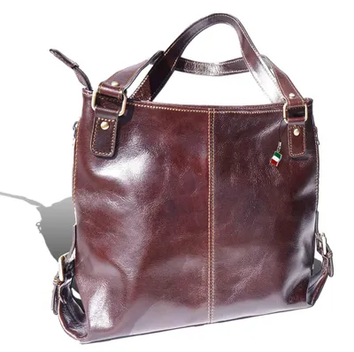 Immagine prodotto di Borsa Florence in pelle marrone con manici, shopper D2OTF136N