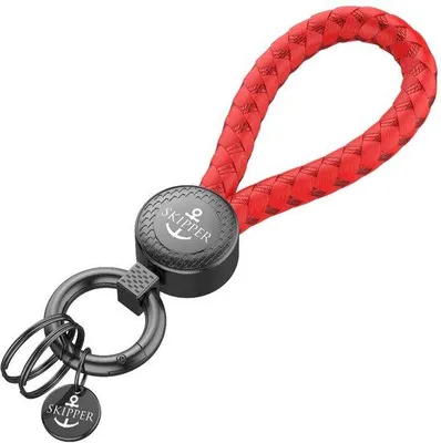 Obrázok produktu pre Prívesok na kľúče s karabínou, čierny, kožený, do auta, na bicykel