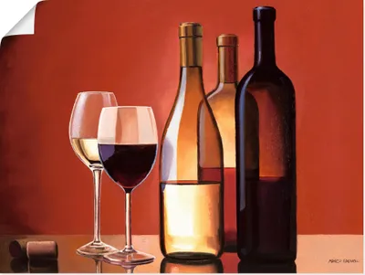 Produktbild von ARTland Poster Wein Trio Größe: 60x45 cm