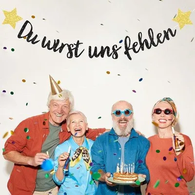 Produktbild von Goldene Abschiedsdeko mit Glitterslingern