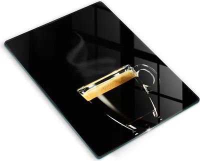 Produktbild von Glasschneideplatte - Herdabdeckplatte - 40x52 cm - Schneidebrett - Spritzschutz - Ein Glas schwarzer Kaffee
