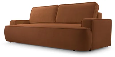 Produktbild von Sofa SOLO mit Schlaffunktion, Schlafsofa, Wohnzimmersofa, Couch, Soffa, Bettsofa, Bucle-Stoff – Orange GERRA 25
