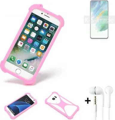 Produktbild von K-S-Trade Bumper + Kopfhörer kompatibel mit Samsung Galaxy S21 FE SD888 Handy Hülle Schutzhülle Silikon Schutz Hülle Cover Case Silikoncase