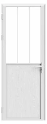 Produktbild von Doppelseitige Tür aus Aluminium und gehärtetem Glas im Industriestil - H 204 x B 73 cm - Weiß - ERMELO