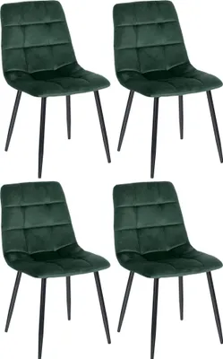 Produktbild von CLP 4er Set Esszimmerstuhl Tilde gepolstert mit Rückenlehne bis 150 kg belastbar schwarz Material Samt