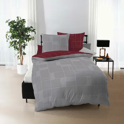 Produktbild von Traumschlaf Biber Bettwäsche Uptown 200x220 cm + 2x 80x80 cm rubin