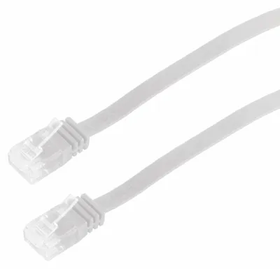 Produktbild von High Quality Patchkabel, flach, U/UTP, ungeschirmt, Cat 6, weiß, 15,0 m