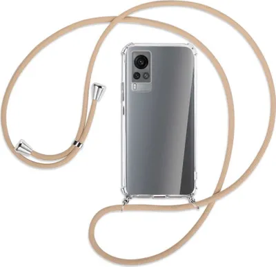 Produktbild von Handykette Backcover-Schutzhülle mit Band (Metall silberfarben) für vivo X60 - beige