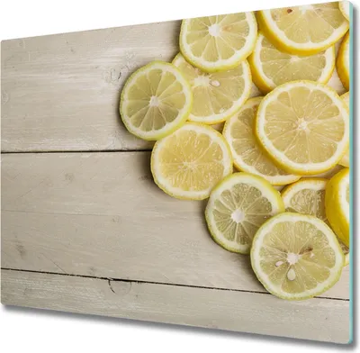 Immagine prodotto di Piatto in vetro per piano cottura, 60x52 cm. Protezione antischizzi, piano in vetro, tagliere in legno di limone