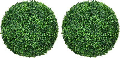 Image de Fortuna Lai Boule de buis, lot de 2 plantes artificielles avec protection UV pour l'intérieur et l'extérieur, vert