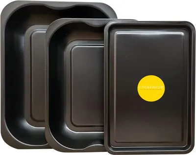 Backblech-Set 3-teilig, Antihaft, schwarz, 38/33/32 cm
