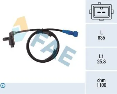 Produktbild von FAE ABS Sensor Raddrehzahl Vorne passend für PEUGEOT 206 Schrägheck (2A/C) 78021