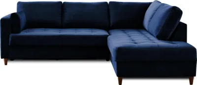 Image de Lisa Design Anna - canapé d'angle droit - 5 places - convertible - en velours , Bleu nuit