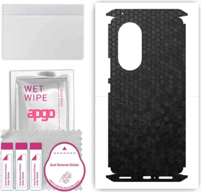 Produktbild von apgo Rückseite + Seiten Schutzfolie, Skin, kompatibel mit Huawei Nova 9 Pro, Hinten Displayschutzfolie aus Vinylfolie, kratzfest, einfache Montage - Schwarze Honigwabe