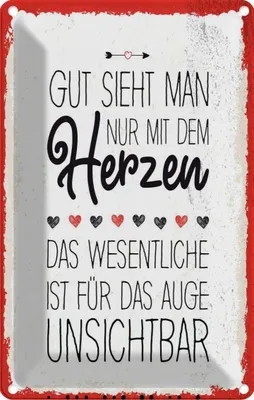 Produktbild von vianmo Blechschild 18x12 cm Gut sieht man nur mit dem Herzen Spruch Zitat