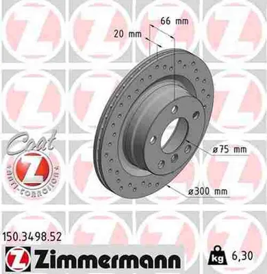 Obrázok produktu pre Brzdový kotúč ZIMMERMANN Článok: 150.3498.52